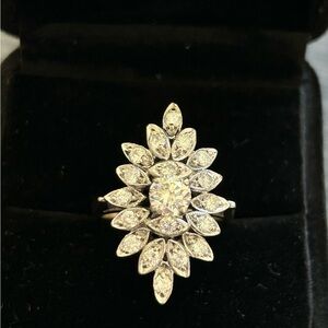 SOLD - Vintage 14k White Gold Ballerina Ring - Natural Diamonds - SOLD